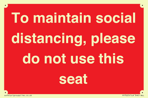 To maintain social distancing, please do not use this seat